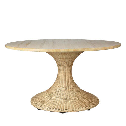 Belle Belmont Rattan/Wood Round Dining Table 140cm - Natural