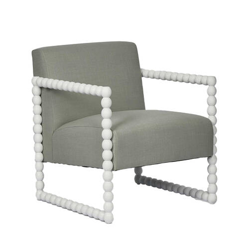 Belle Bobbin Oak Wood Armchair 78x81cm - White/Seafoam
