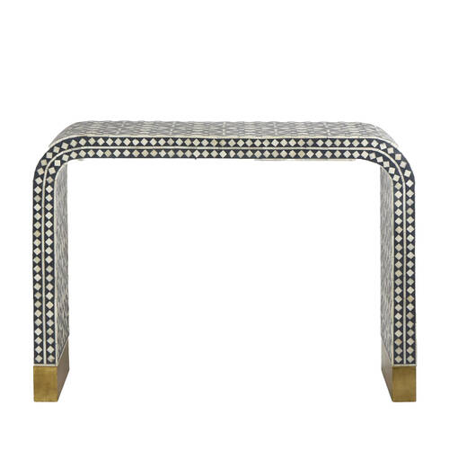 Belle Adina Plyboard Bone Inlay Console Table 110x76cm - Grey