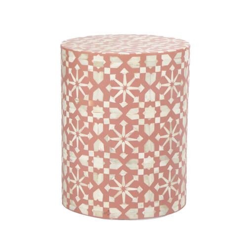 Belle Adina Plyboard Bone Inlay Side Table 35x45cm - Peach