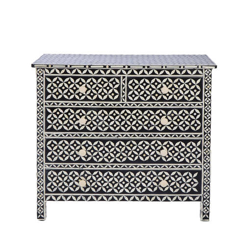 Belle Stella Bone Inlay Console Table 140x76cm - Black/White