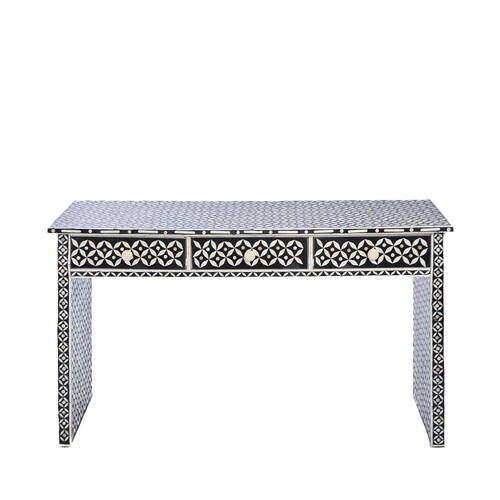 Belle Stella Bone Inlay Chest of 5 Drawers 96x85cm - Black/White