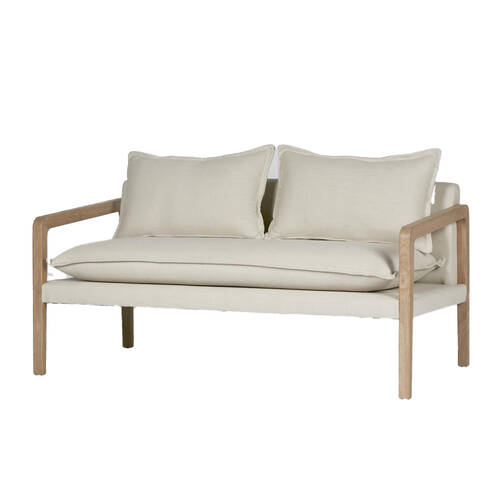 Belle Coolum Rubber/Wood Sofa w/ Cushion 77x150cm - Cream