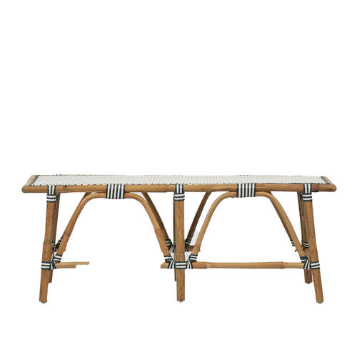 Belle Portsea Rattan Outdoor Undercover Bench 120x45cm - Navy