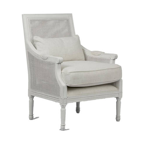 Belle Hicks Oak Wood Cotton Upholstered Armchair 68x94.5cm - White