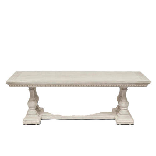 Belle Ville Oak Dining Table Indoor Furniture 300x100cm - White