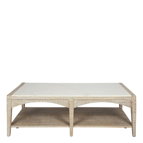 Belle Cantara Marble/Wood Coffee Table Rectangle 130x65cm - White