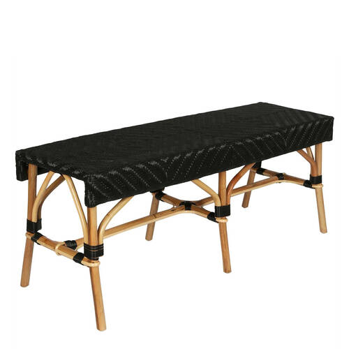 Belle Missoli Rattan Outdoor Undercover Bench 120x45cm - Black