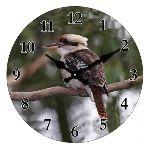 Kookaburra Glass Analogue Standing Desk Clock 17cm Round Home Decor