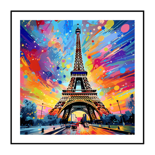 Eiffel Tower Framed Print Hanging Decor Square 80x80cm Glass/Plastic