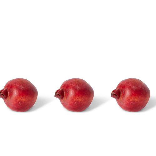 3PK E Style 10cm Plastic Pomegranate Fruit Ornament - Red