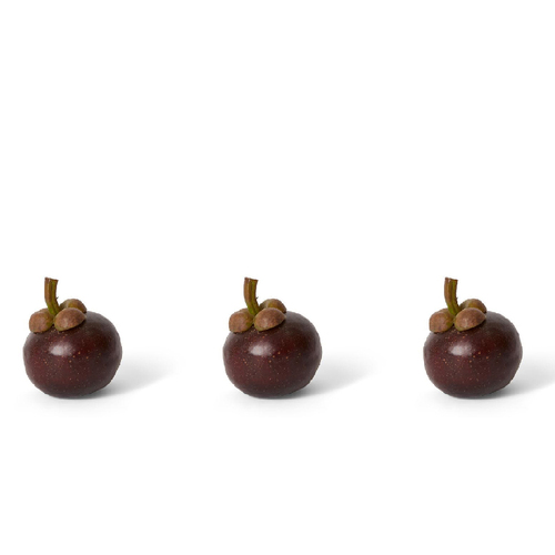 3PK E Style 8cm Plastic Mangosteen Fruit Ornament - Burgundy