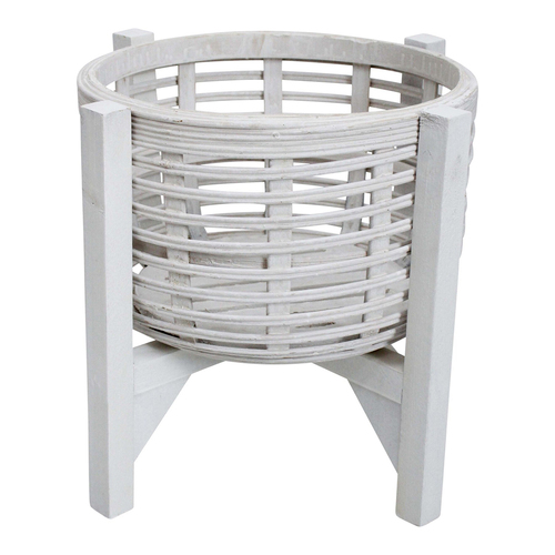 LVD Wood Planter 32.5cm Ballina Pot Stand Holder - White