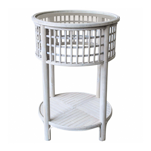 LVD Bahama Rustic Metal/Glass 64cm Round Side Table - Wash