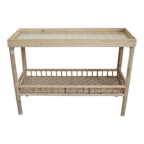 LVD Bahama 108x84cm Bamboo Console Table w/ Glass Top Medium - Wash