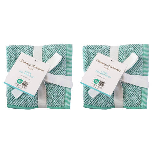 8pc Tommy Bahama 33x33cm Washed Pebble Face Washer Ice Blue/Aqua