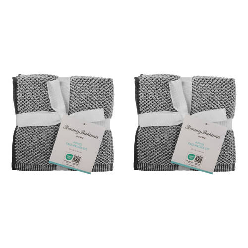 8pc Tommy Bahama Washed Pebble Face Washer White/Graphite