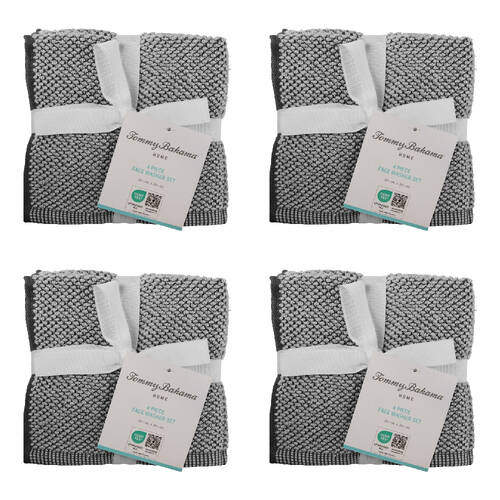 16pc Tommy Bahama Washed Pebble Face Washer White/Graphite