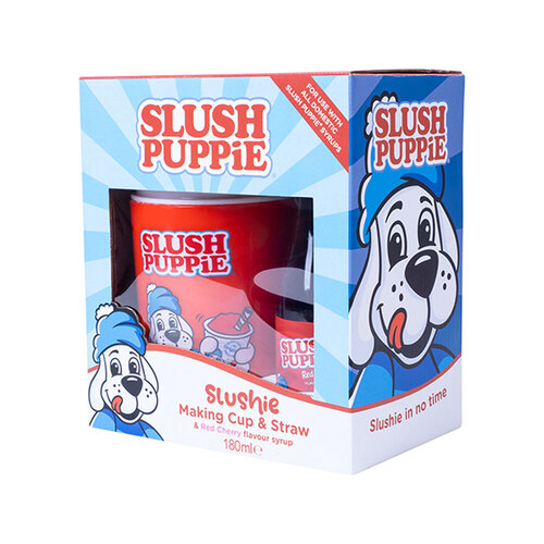Slush Puppie Making Cup and Red Cherry Syrup Drink Set
