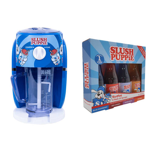 Slush Puppie Snow Cone/Slushie Maker & 4pc Fizz Creations Flavoured Syrups 180ml