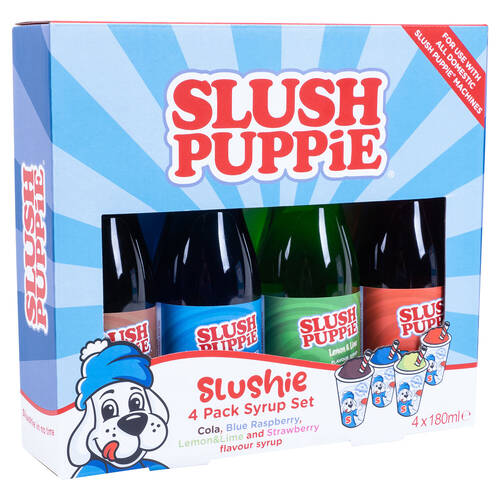4pc Fizz Creations Slush Puppie Syrup Set Raspberry/Strawberry