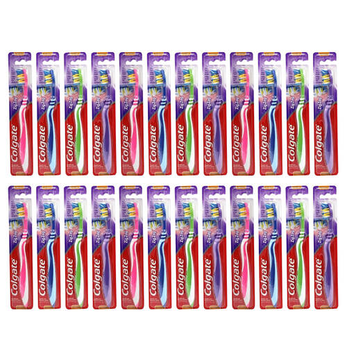 24PK Colgate ZigZag Soft Toothbrush Assorted Teeth Cleaning Care