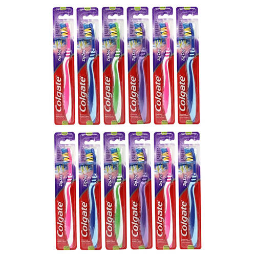 12PK Colgate Zig Zag Interdental Toothbrush Medium Assorted Teeth Care