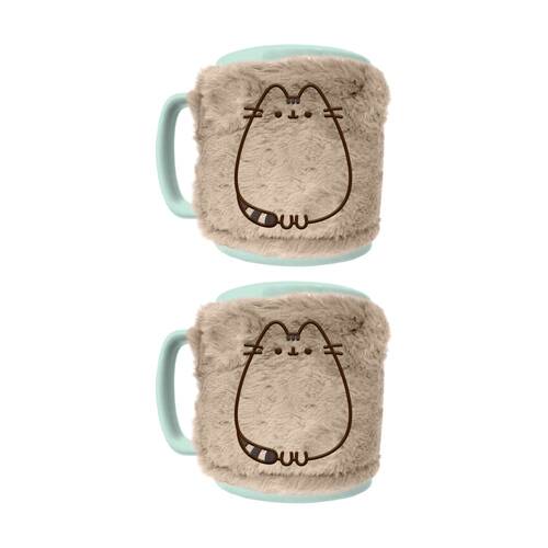 2PK Pusheen Cozy Fuzzy Ceramic Hot & Cold Drinking Mug Multicolour