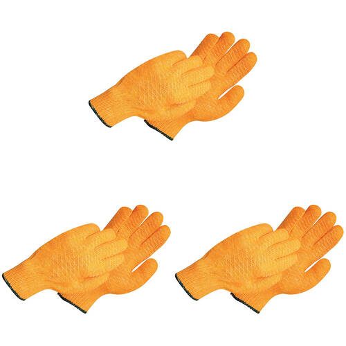 3PK Mirage Multi-Purpose Outdoor Gum Rubber Gripper Gloves Small Orange