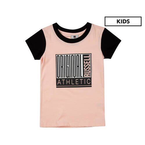 Russell Athletic Girls' Block Part T-Shirt Size 8 - Tropical Peach