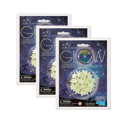 3PK 4M Glow in The Dark Mini Stars w/ Adhesive Tape Kids Toy 3y+