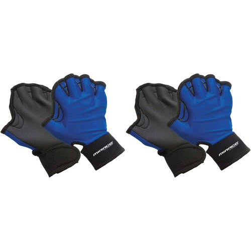 2PK Mirage Neoprene Gauntlet Style Webbed Swim Training Gloves Small Blue