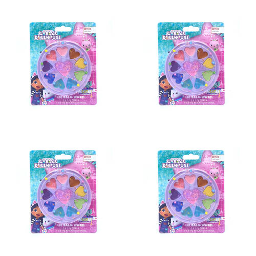 4PK Gabbys Dollhouse Lip Balm Wheel Kids Cosmetics Cruelty Free