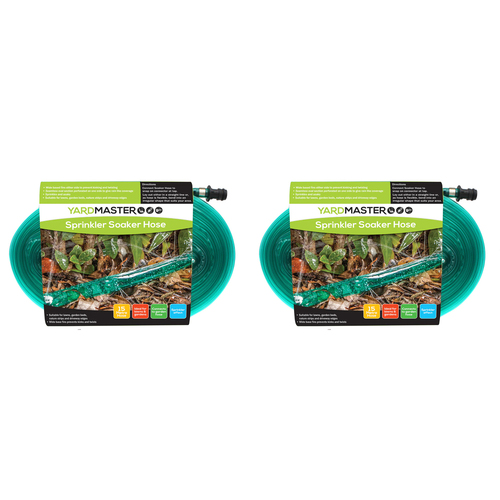 2x Yard Master Plastic 15m Garden Hose Soaker - Green