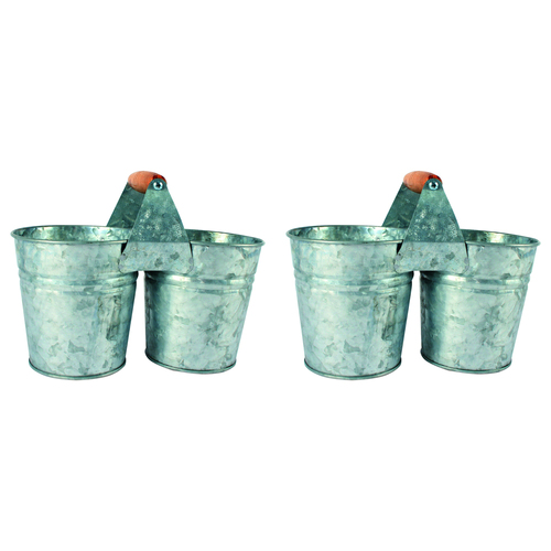 2PK Yard Master 26cm Loke Antiqued 2 Pot Planter - Silver