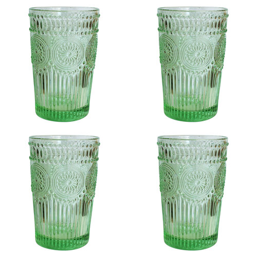 4PK LVD Tall Glass 12.5cm Tumbler Water Drinking Cup - Soft Green