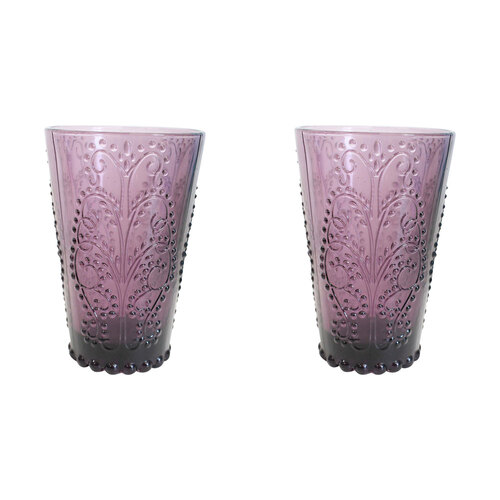 2PK LVD Glass 12.5cm Water/Juice Tumbler Drinking Cup - Lavender