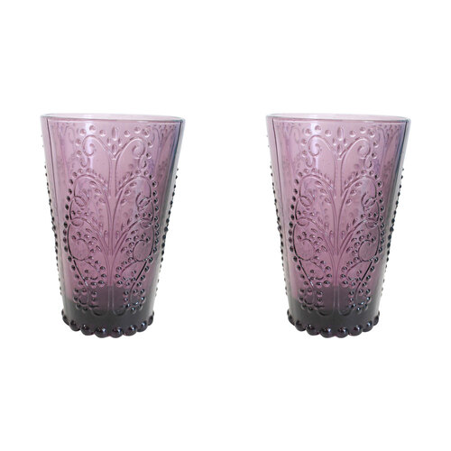 2PK LVD Glass 12.5cm Water/Juice Tumbler Drinking Cup - Lavender