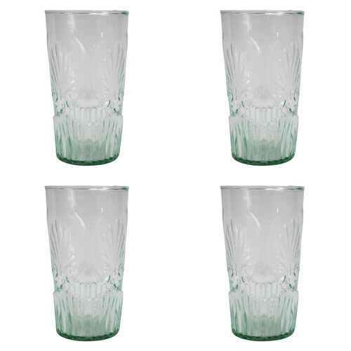4PK LVD Alfresco Tall 15cm Glass Tumbler Drinking Cup - Clear/Green