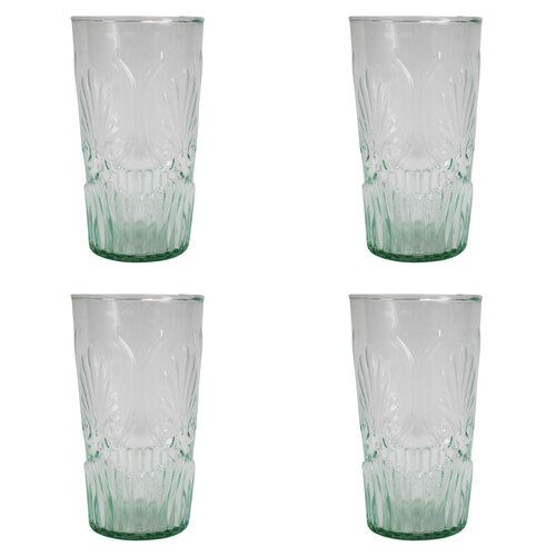4PK LVD Alfresco Tall 15cm Glass Tumbler Drinking Cup - Clear/Green