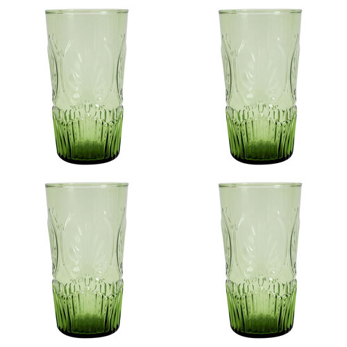 4PK LVD Alfresco Forest 15cm Tall Glass Tumbler Drink Cup - Green