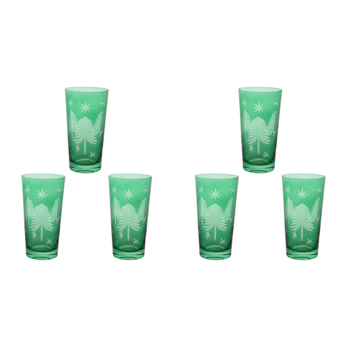 6PK LVD 9x15cm Glass Tall Tumbler Emerald Home Christmas Decor - Green