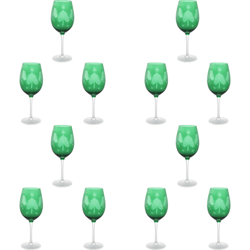 12PK LVD 9x23cm Wine Glass Emerald Home Christmas Decor - Green