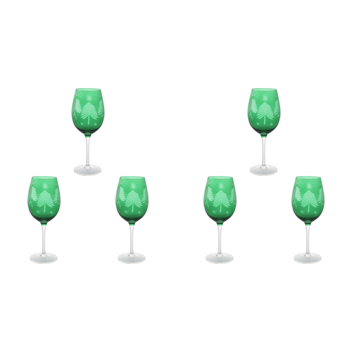 6PK LVD 9x23cm Wine Glass Emerald Home Christmas Decor - Green