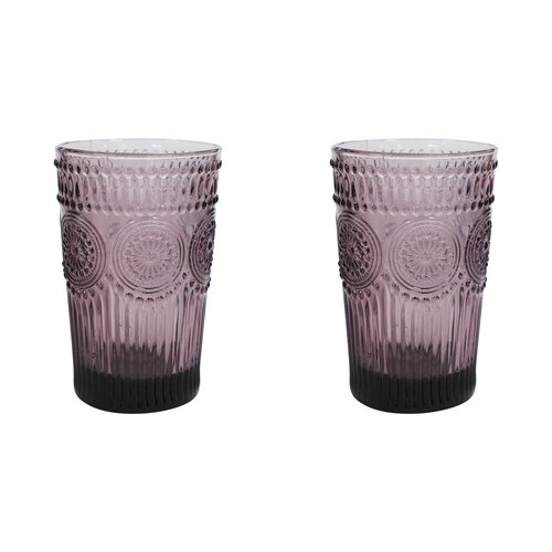 2PK LVD Tall Glass 12.5cm Tumbler Water Drinking Cup - Lilac
