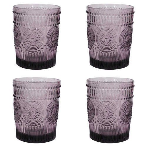 4PK LVD Glass Tumbler 10cm Water/Juice Drinking Cup - Lilac