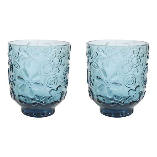 2PK LVD Garden 10cm Glass Tumbler Water/Juice Drinking Cup - Smoke Blue