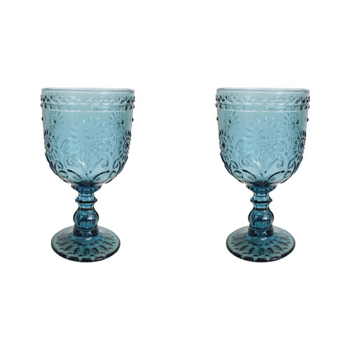 2PK LVD Stemmed Garden 16cm Red Wine Glass Drinking Glassware Cup - Smoke Blue
