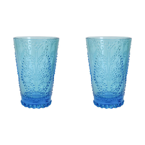 2PK LVD Marine 13cm Water/Juice Tumbler Glass Drinking Cup - Blue