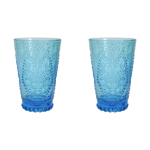 2PK LVD Marine 13cm Water/Juice Tumbler Glass Drinking Cup - Blue